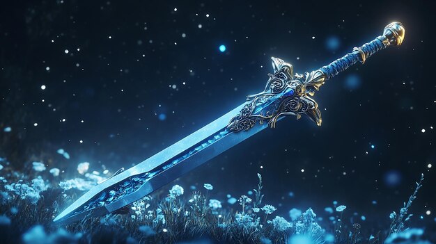 Photo stunning 3d fantasy sword digital art