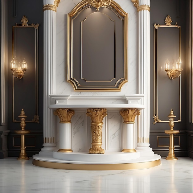 A stunning 3D illustration of a luxurious background with a grand pedestal as the focal point