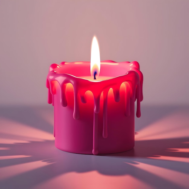 A stunning 3D lit pink candle with intricate dripping