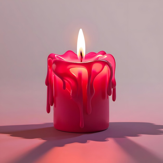 A stunning 3D lit pink candle with intricate dripping