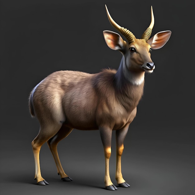 Photo a stunning 3d render of a nyala antelope showcasing its intricate details and beautiful fur