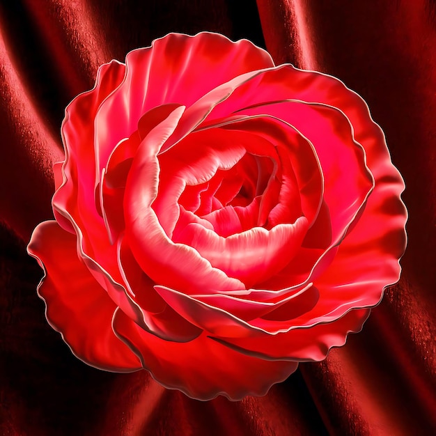 a stunning 3d render of a vibrant red rose with pe