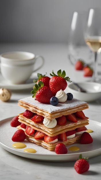 a stunning 8K ultrarealistic food photograph featuring Pied Terres Strawberry