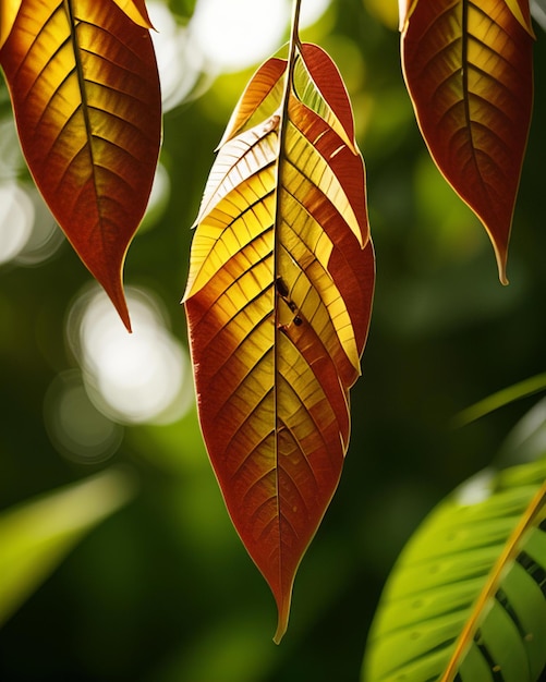 Photo stunning abstract leaves with tribal pattern high quality and resolution