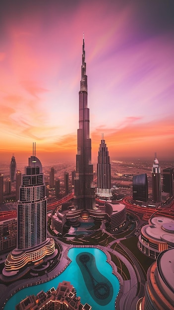 A stunning aerial view of the iconic Burj Khalifa