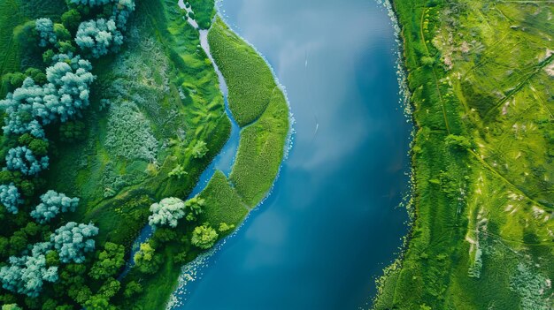 Photo stunning aerial view of serene natural river on white background