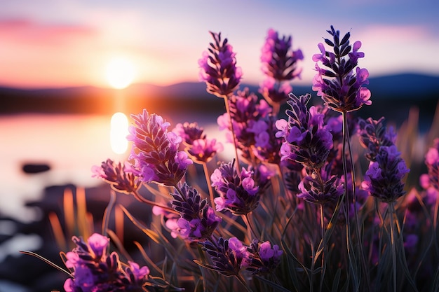 Stunning agriculture harvest scene with lush lavender field lavandula angustifolia