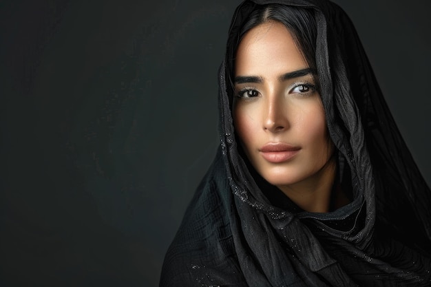 Photo stunning arab woman in traditional dress in dubai studio