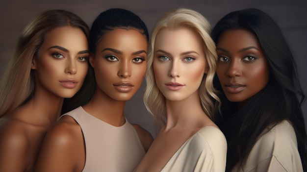 A Stunning Array of Women Embracing Natural Beauty Showcasing Glowing Skin and Diverse Styles from All Races and TonesxA