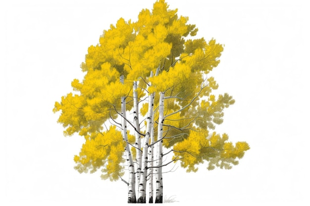 Stunning Autumn Aspen Trees in Colorado Isolated Clipart on White Background Generative AI