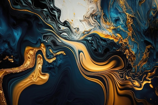 Stunning background with a fluid pattern of various shades of blue The fluid seems to be in motion and creates a mesmerizing effect The blue color gives the impression of water Generative AI