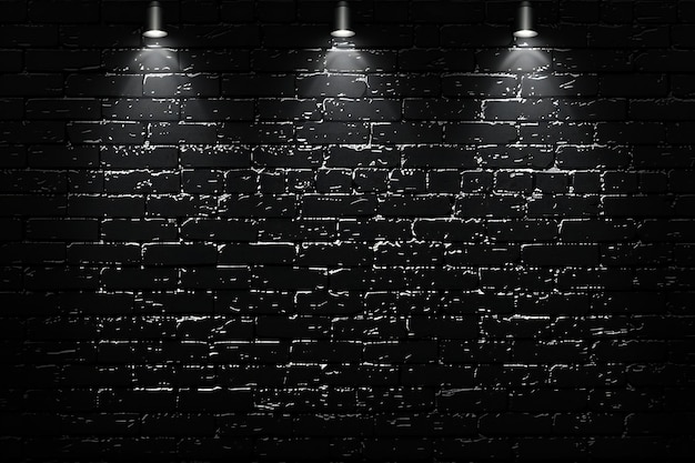 Stunning Black brick wall background with spotlights illustration high resolution