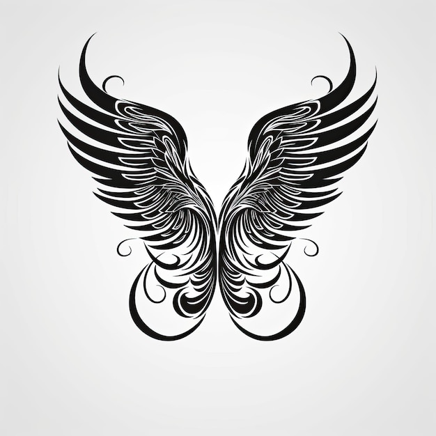 Stunning Black and White Angel Wings A Beautiful Bird Feather Design Element for Illustrations