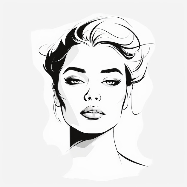 Photo stunning black and white woman style face illustration