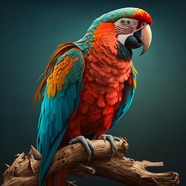 Stunning Bluegreen Parrot Resting Serenely on a Verdant Tree Bough Ai Generated Art Work