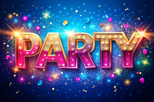 Photo stunning bold text effects of word party dynamic dashing designs