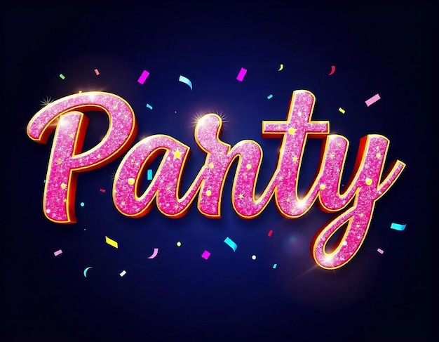 Stunning Bold Text Effects of word PARTY Dynamic dashing Designs