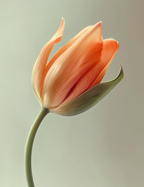 Stunning closeup of a peachcolored tulip with soft delicate petals