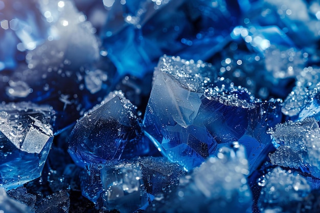 Stunning CloseUp of Sapphire Crystals with Frosty Accents