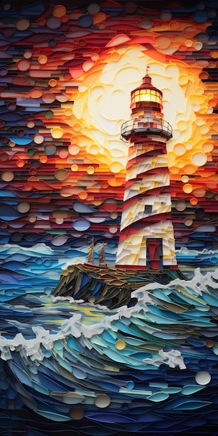 Stunning Coastal Landscape With Lighthouse Paper Art And Quilling Techniques