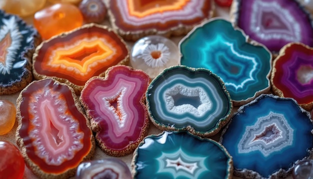 Photo stunning color agate mineral collection for enthusiasts and collectors alike