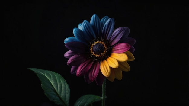 Stunning Colorful Flower on Black Background HighContrast Floral Photography