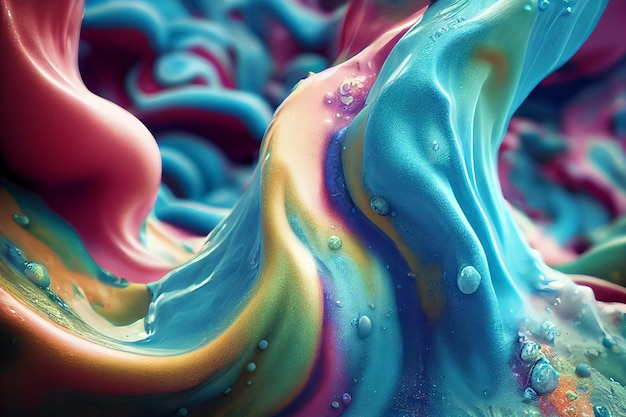 Stunning curly paint colorful close up background with super texture Macro style copy space