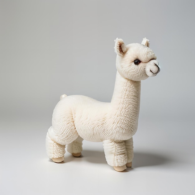 Photo stunning cute alpaca plush toy on a white background