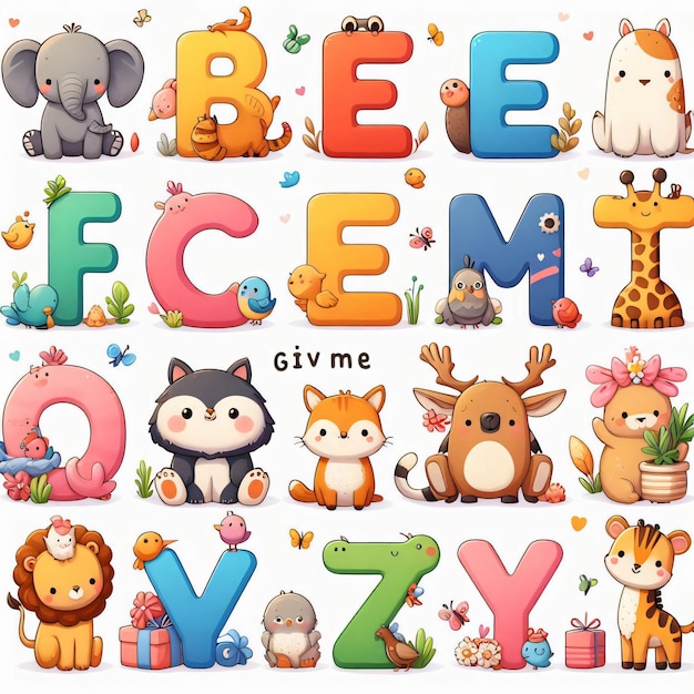 Photo stunning and cute alphabet az with animals that presentative of it made for kids against