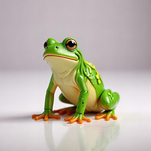 Photo stunning cute frog plastic toy on a white background