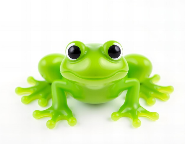 Photo stunning cute frog plastic toy on a white background