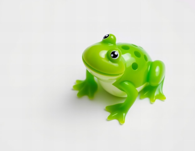 Stunning Cute frog plastic toy on a white background