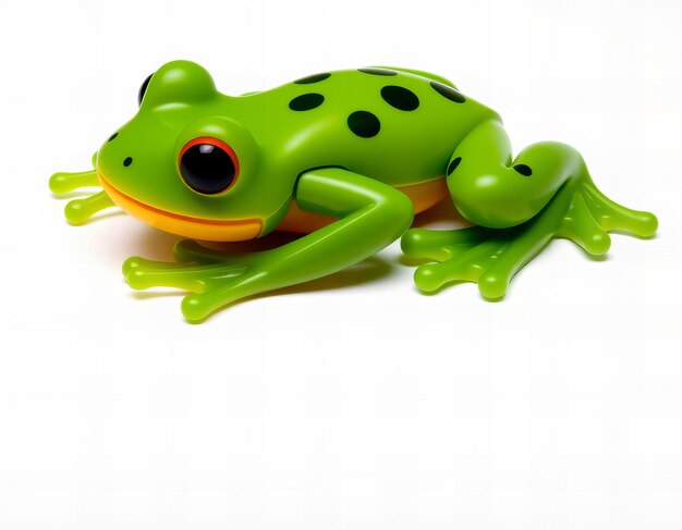 Stunning Cute frog plastic toy on a white background