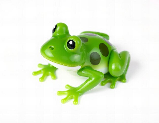 Photo stunning cute frog plastic toy on a white background