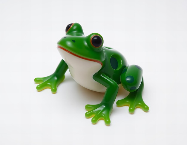 Stunning Cute frog plastic toy on a white background