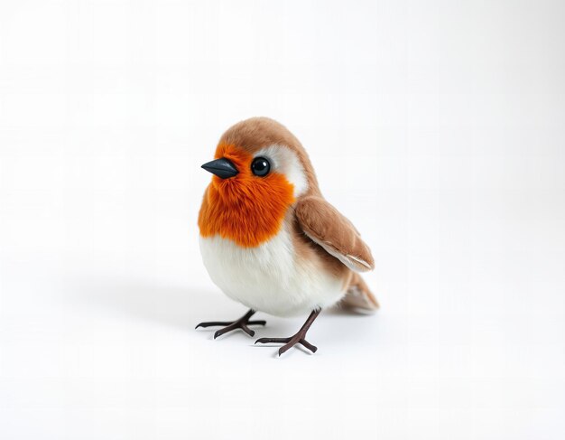 Photo stunning cute robin plush toy isolated on a white background