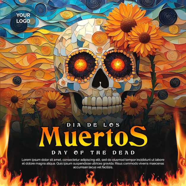 Photo stunning day of the dead event template with editable text and layered design