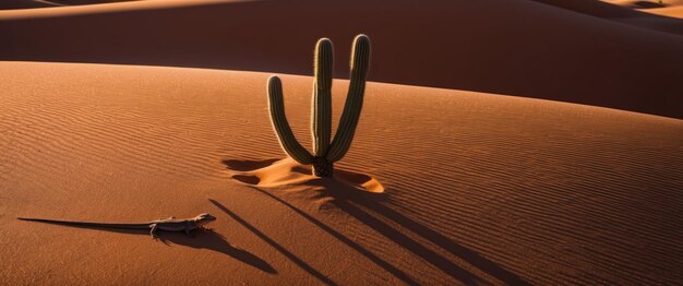 Photo stunning desert dunes at sunset showcasing warm orange and red tones with solitude