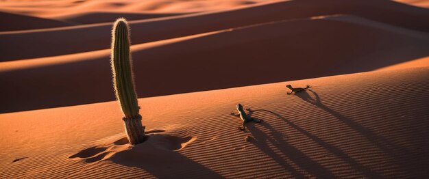 Photo stunning desert dunes at sunset showcasing warm orange and red tones with solitude