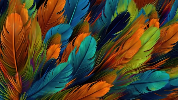 stunning desktop background featuring an artful composition of colorful feathers