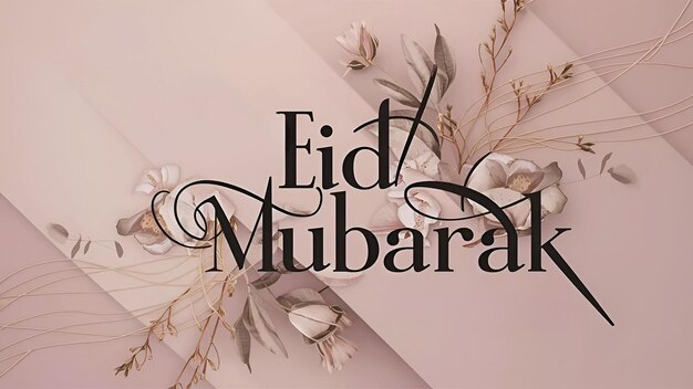 Photo a stunning eid mubarak card design that masterfully combines modern typography with traditional isla