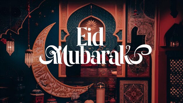 A stunning and festive photo showcasing an exclusive Eid Ul Adha background design The background features intricate patterns and vibrant colorsreminiscent of traditional Islamic art