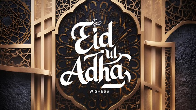 A stunning and festive photo showcasing an exclusive Eid Ul Adha background design The background features intricate patterns and vibrant colorsreminiscent of traditional Islamic art