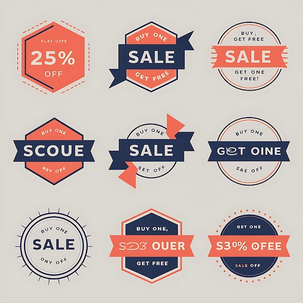 Photo stunning flat sale badges and discount tag designs