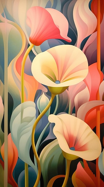 Stunning Flower Art minimalist illustration made with Generative AI