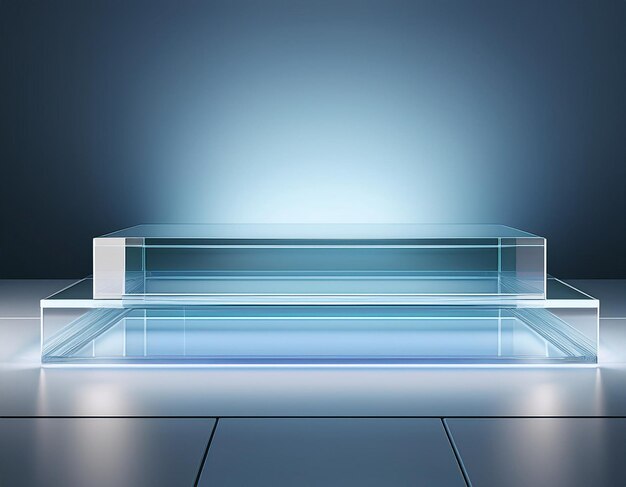 Photo stunning glass podium for luxury product displays 3d transparent stage stand