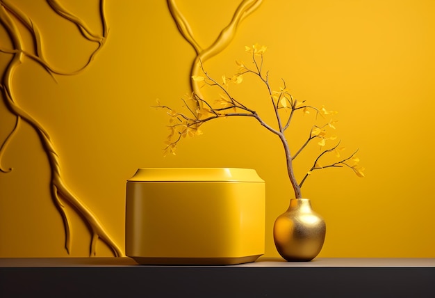 Stunning golden box on yellow background