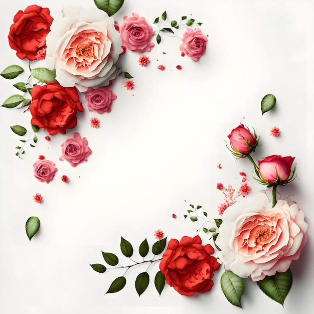 A stunning image featuring a red and pink rose flower with a blank space in the middle