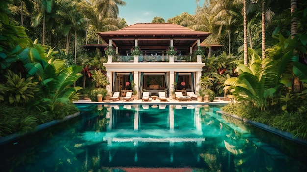 A stunning image of a luxurious private villa with an infinity pool offering an elegant and secluded summer haven