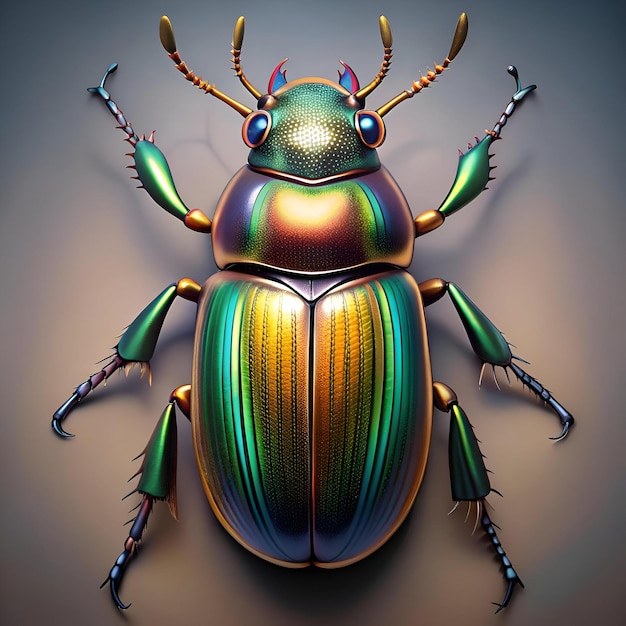 A stunning iridescent beetle with vibrant green blue and gold hues